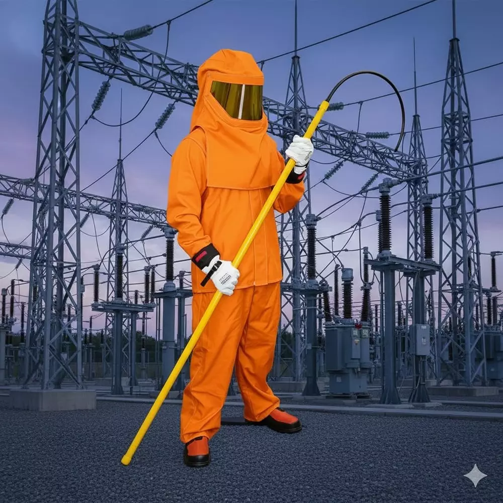 EFFICACY Electrical Rescue Hook 183 cm (6 ft) Extra Wide Hook Non-Slip Black & Yellow for 33 kW