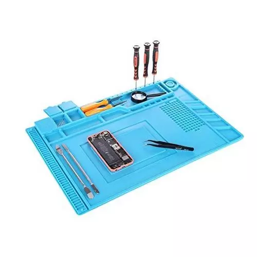GLOBALSS Tool Mat Blue Square Shape 1x1.5 ft