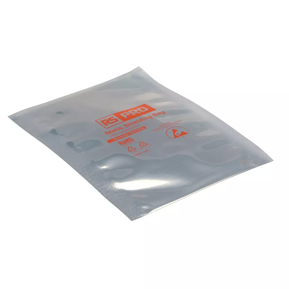 RS PRO Anti-Static Bag 254 mm Open Top 100 Per Pack Static Shielding Bag EN 61340-5-1 Compliant, 2842330 (Pack of 100)