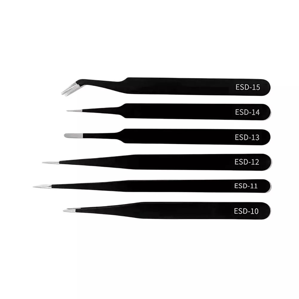 GLOBALSS Tweezer Set Metal Black for Personal & Professional Use