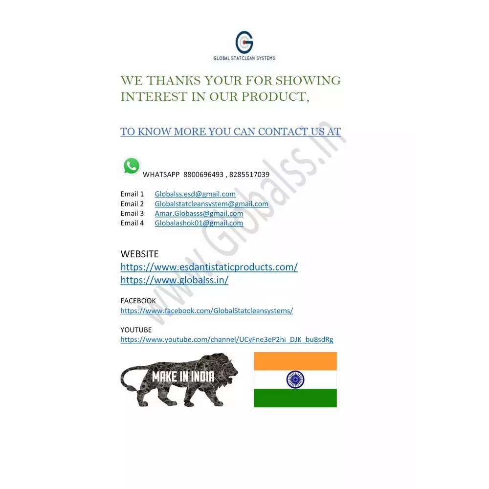 GLOBALSS Wrist Strap Blue Check Anti Static for ESD Protection, WSFT 01