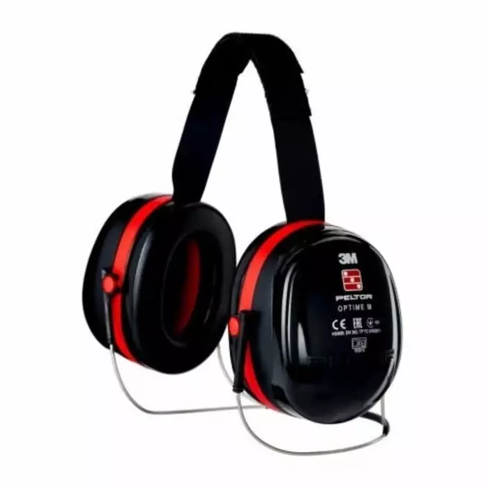 3M Optime III Ear Defender with Neckband 34dB Black Red, H540B-412
