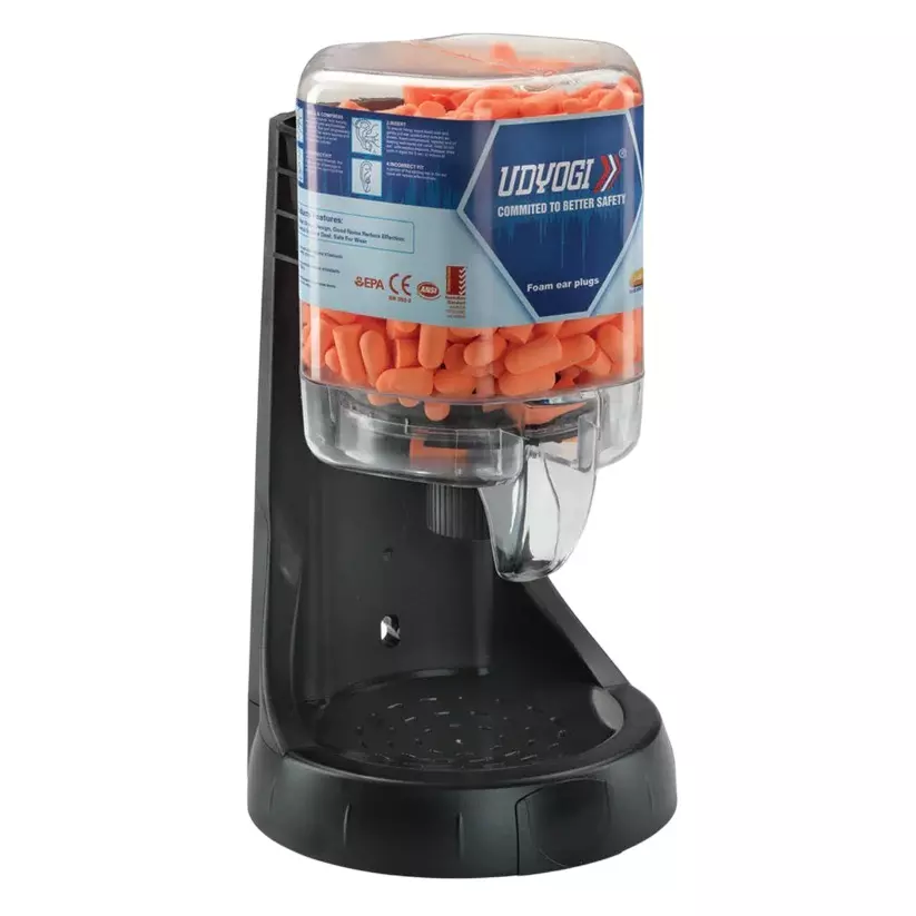 Udyogi Dispenser With 250 Pair Ear Plus Soft Polyurethane (PU) Foam Orange 34 dB SNR Universal Fit, UD 250