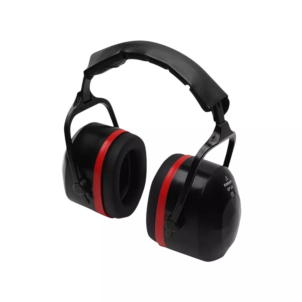 Karam Foldable Ear Muff Black & Red ABS 305 g 33 dB SNR with Soft Cushion Pads, EP 24
