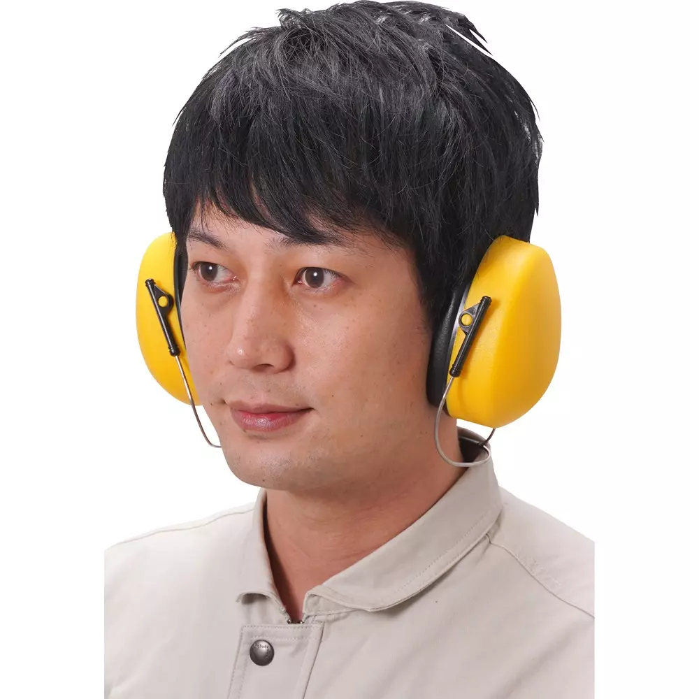 MonotaRO Ear Muff High Sound Insulation Neck Type (Case) Impact-resistant polystyrene, (Cushion part) PVC, (Neckband) Steel Yellow &Amp; Black, 45985215