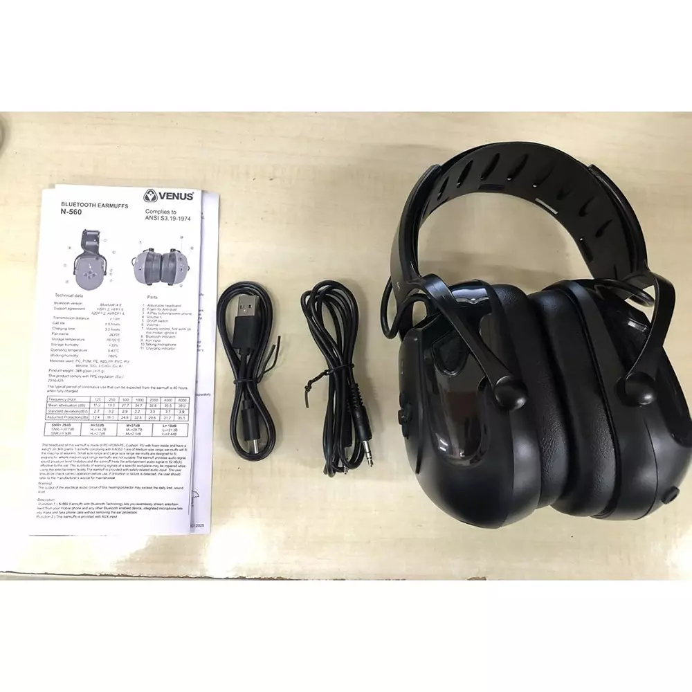 venus-n-560-electronic-bluetooth-earmuff-24-db-nrr-and-29-db-snr-built-in-speaker-microphone-black-free-size-12062000