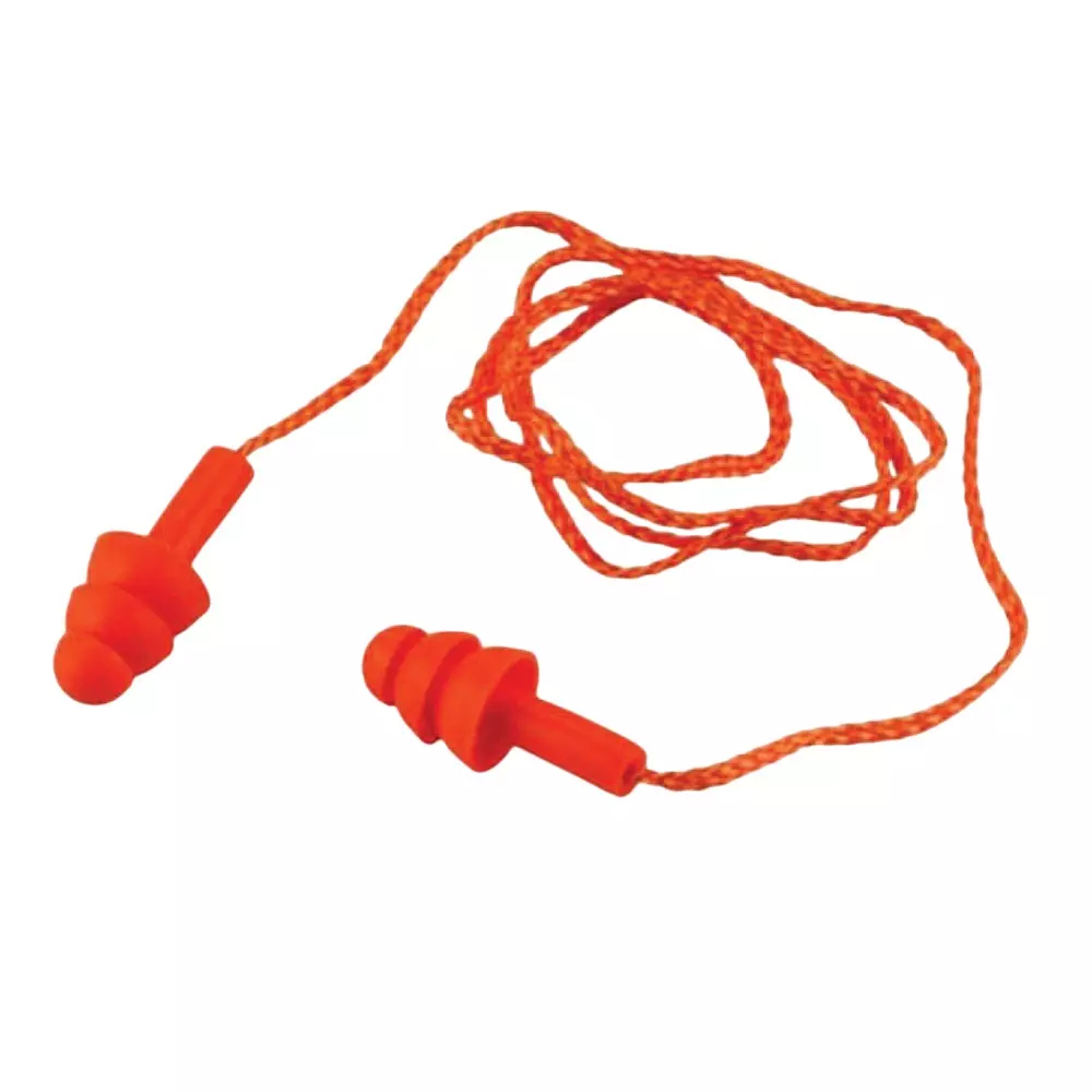 Udyogi Corded Ear Plug Silicone, Soft Formulation for Comfort Orange 32 dB SNR Universal Fit, EP 01