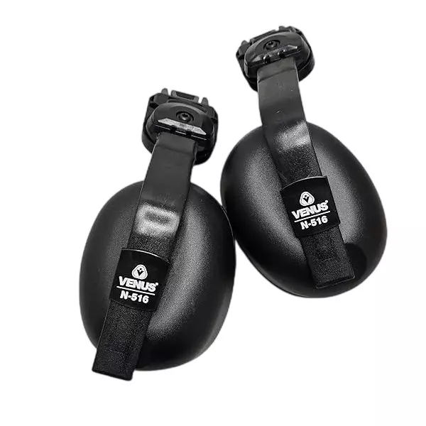 Venus N-516 Helmet-Mounted Earmuff 23 dB NRR 26 dB SNR Foam-Filled, Wide Cushions Passive Noise Cancellation Black Free Size, 120620401