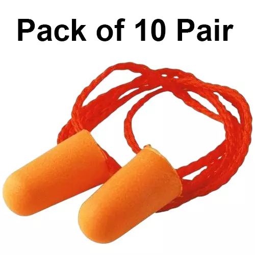 3M Corded Moulded Earplugs Orange Polyurethane Noise Reduction for Musician’s, Swimming & Industrial Use, H-101 (Pack of 10 Pair)