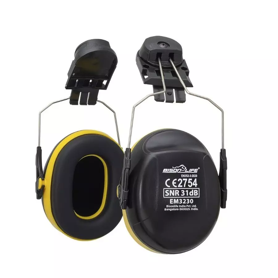 BISON LIFE NoiseGard Helmet Mount Earmuff SNR 31 dB with ABS Cups & Polymer Headband, EM3230