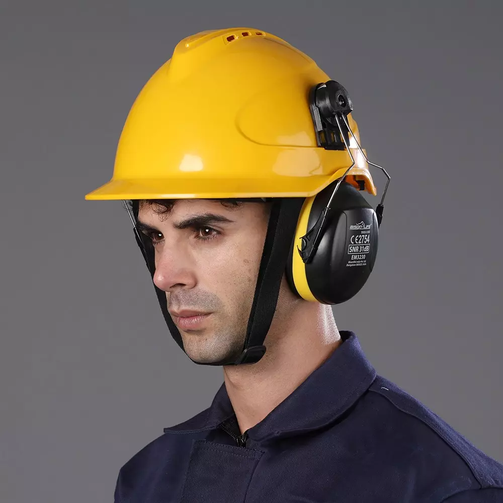 BISON LIFE NoiseGard Helmet Mount Earmuff SNR 31 dB with ABS Cups & Polymer Headband, EM3230