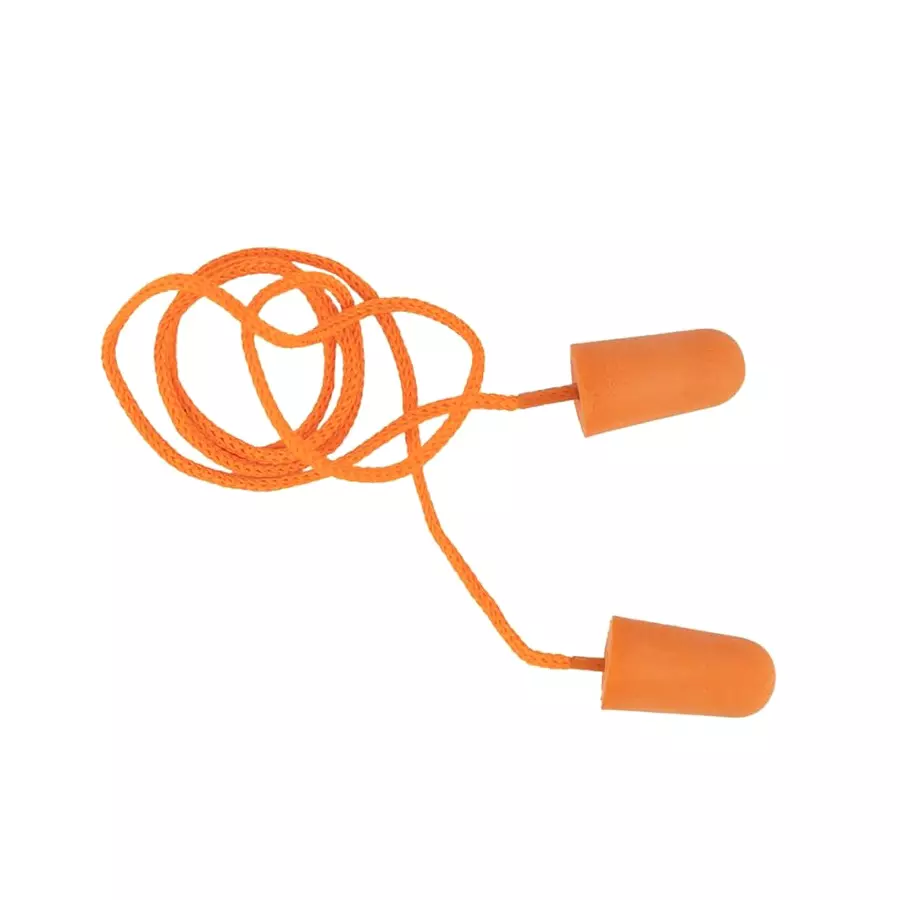 Karam Disposable Foam Corded Ear Plugs Orange 34 dB SNR with Cotton Thread, EP 02 (Pack of 1000 Pair)
