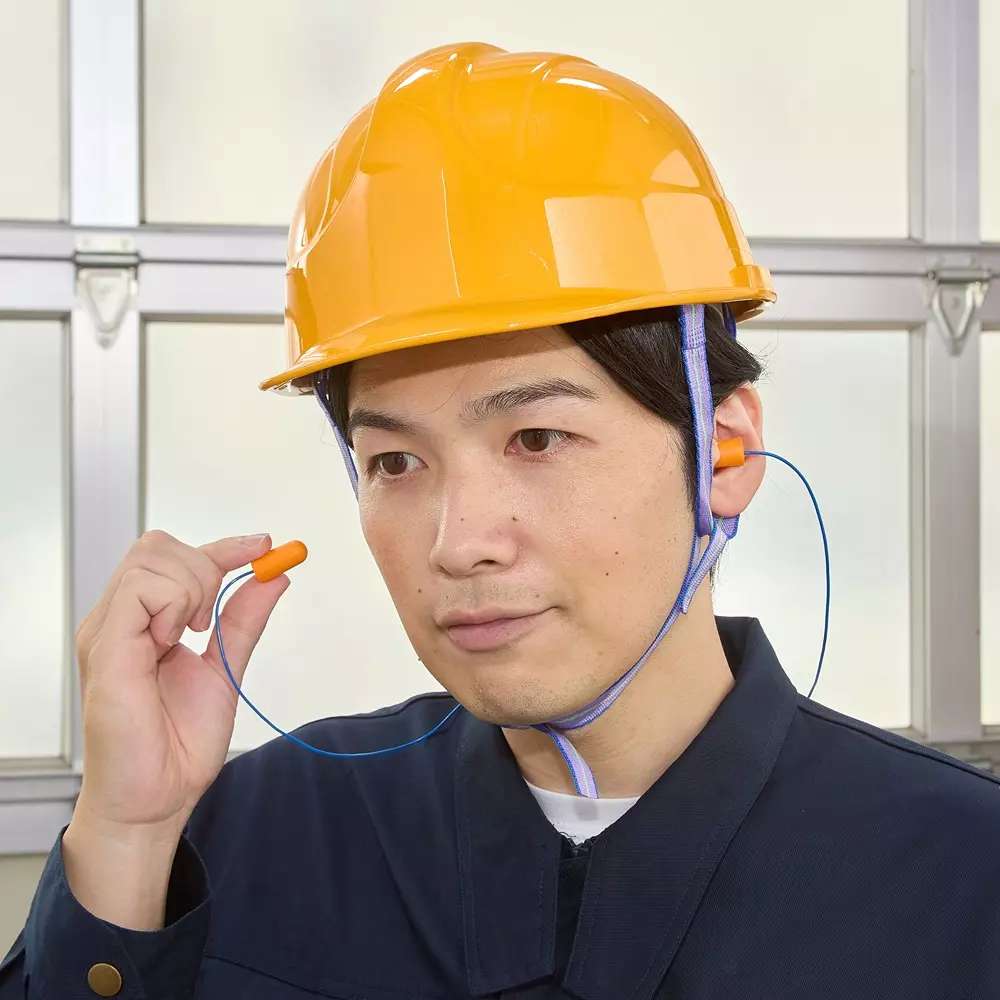 MonotaRO Earplug With Lace with for Industrial and Daily Use Applications, 2KCA24 (Set of 100 Pcs)