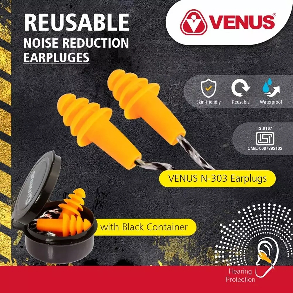 venus-n-303-isi-approved-reusable-noise-reduction-earplugs-26105-pack-of-10-piece
