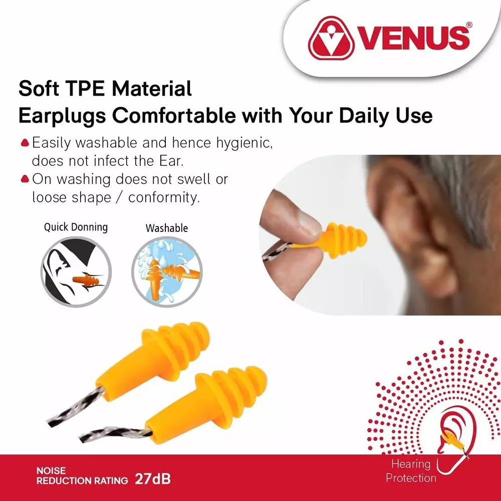 venus-n-303-isi-approved-reusable-noise-reduction-earplugs-26105-pack-of-10-piece