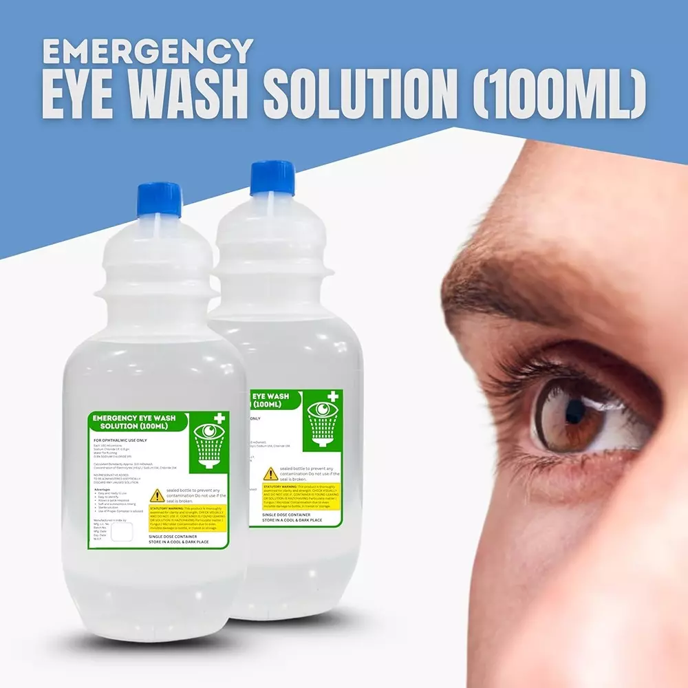 EFFICACY Emergency Eye Wash Solution 100 ml Saline Rinse Sterile Preservative-Free