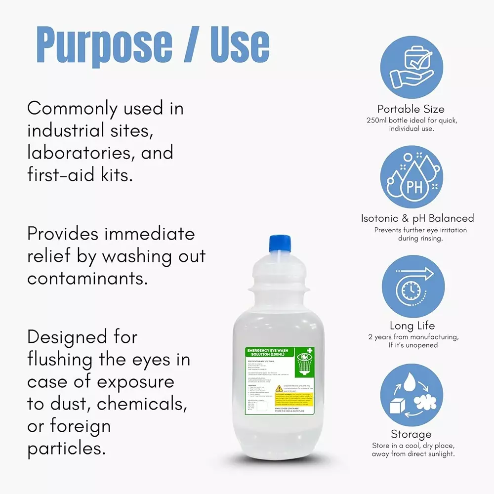 EFFICACY Emergency Eye Wash Solution 100 ml Saline Rinse Sterile Preservative-Free