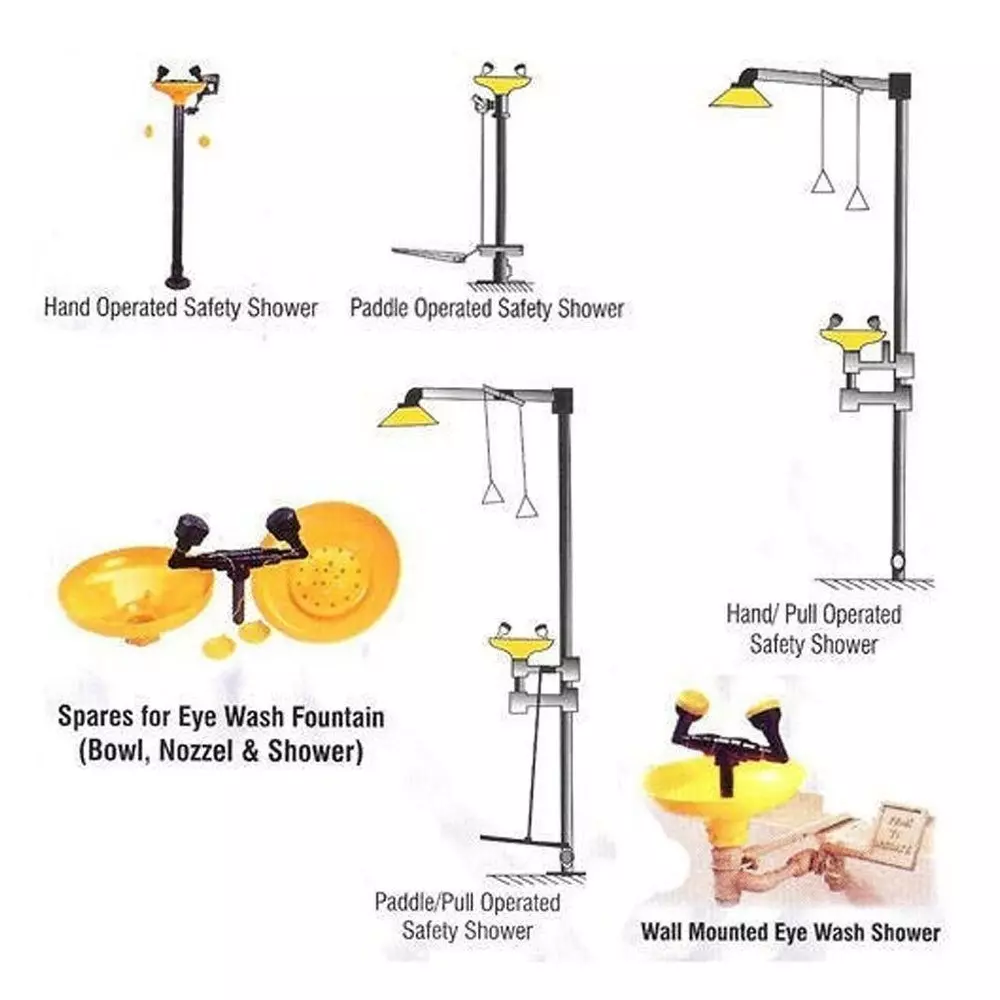 Scott Safety Shower With Emergency Eye Wash Foot Pedal Operation Stainless Steel 8 Kg