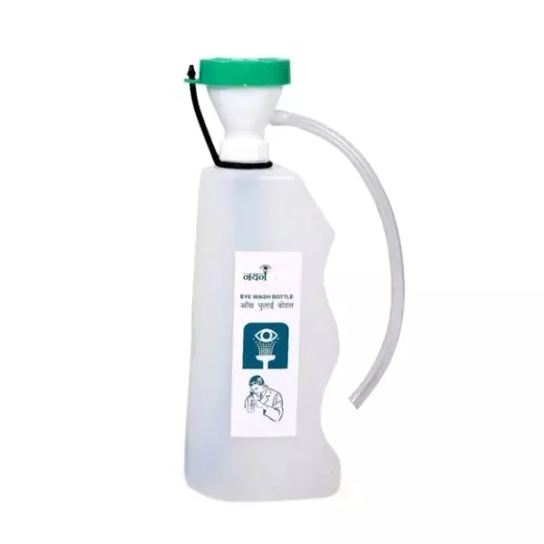 Nayan Eye Wash Bottle Chemical-Resistant Plastic 500 ml Capacity White for Construction Sites Quick Eye Rinsing