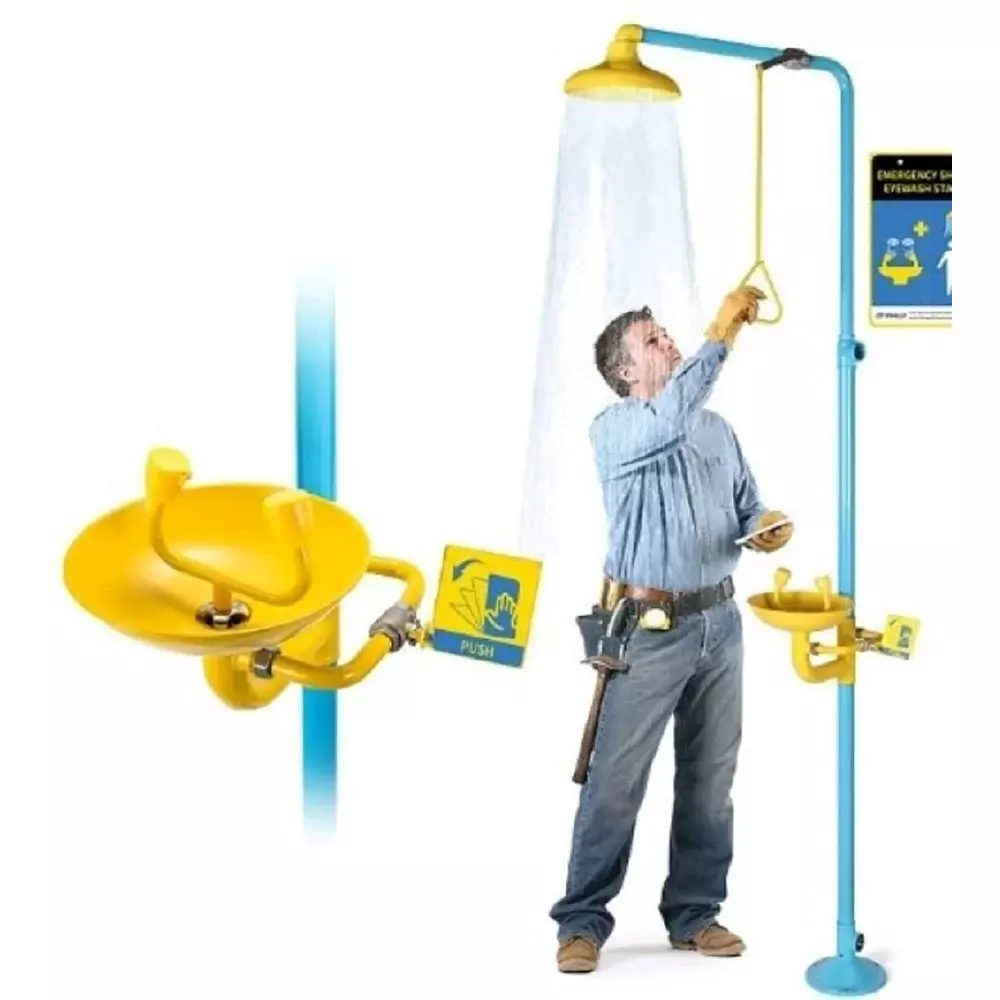 Scott Safety Shower With Emergency Eye Wash Foot Operated Stainless Steel 15 Kg