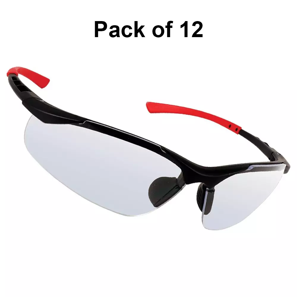 The Mask Lab Safety Goggle Antifog Antiscratch Semi Rim Red, EF-06 (Pack of 12 Pcs)