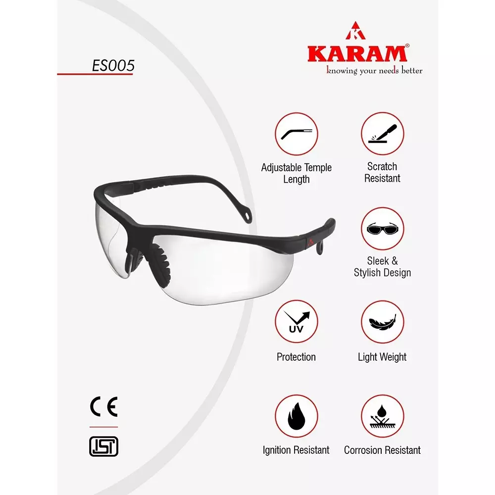 karam-executive-choice-safety-spectacles-polycarbonate-999-uv-protected-scratch-impact-resistant-lens-with-black-frame-es005clear