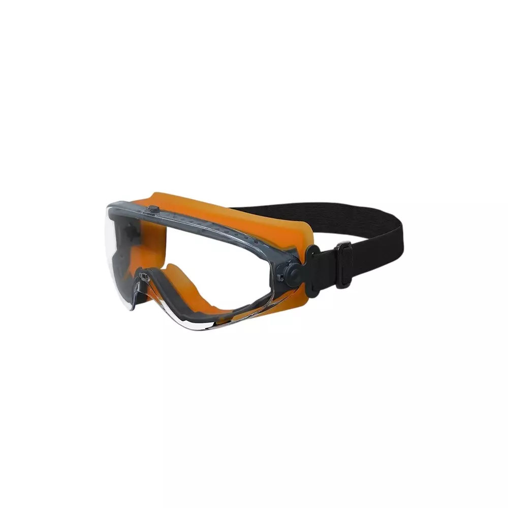 Frontier Chemical Splash Safety Goggles Sporty Style Polycarbonate Clear Lens with Hi-Vis Soft Orange Frame and Black Elastic Headband, FT161(CLEAR/AF)