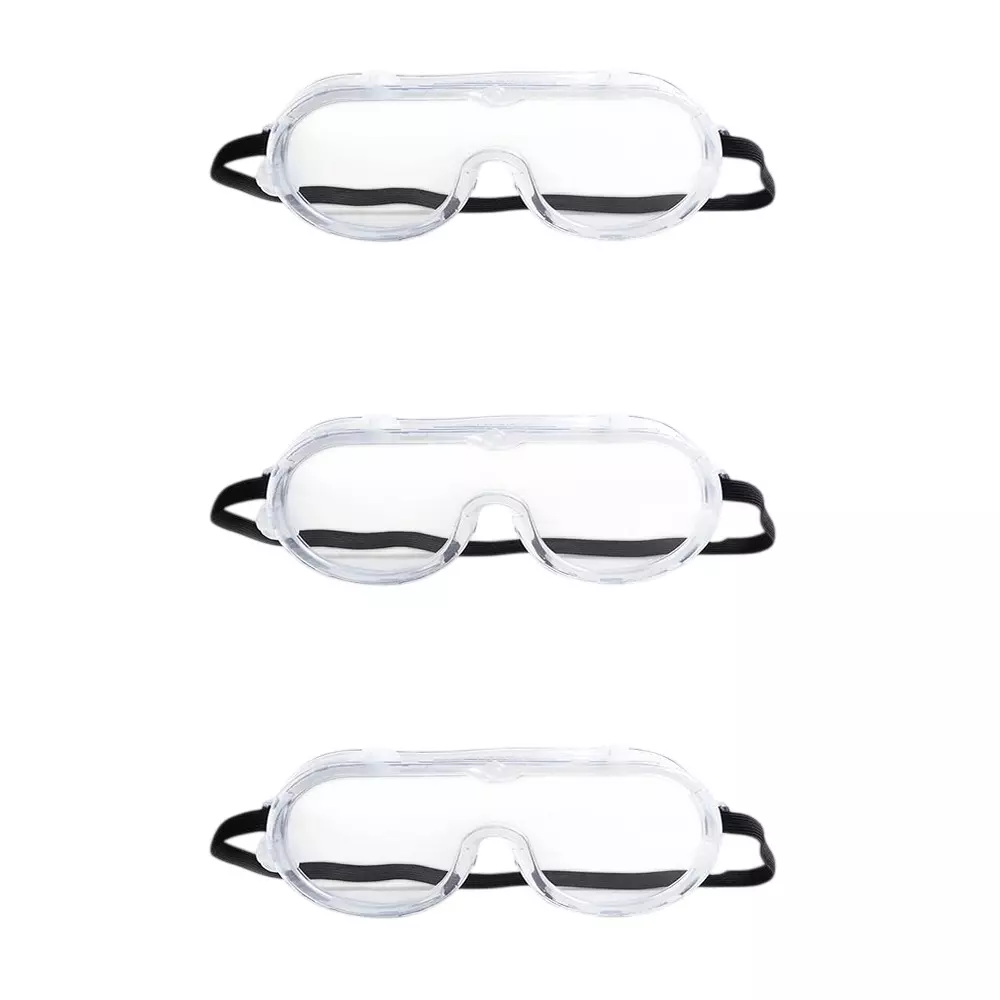 Dalbir Anti Fog Eye Protection Goggle Sand & Clear Polycarbonate & Polyvinyl Chloride Full Rim for Multipurpose Use, (Pack of 3 Pcs)
