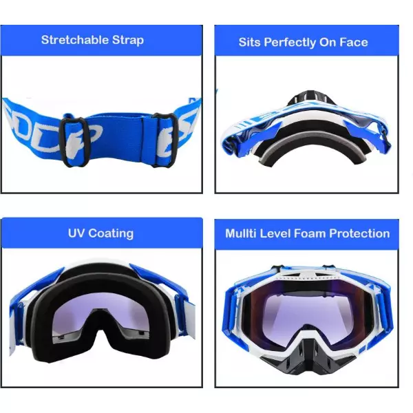 Allextreme Wind, Snow and Dust Proof Blue and Black Ski Snow Goggles for Riding and Skiing, EXSMT1B