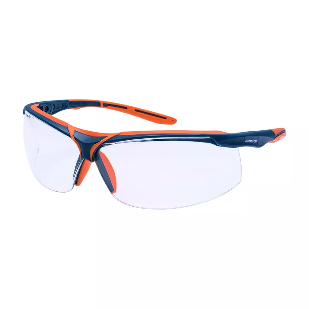 Portwest Safety Glasses Clear Regular Fit Polycarbonate for Industrial Use, PS13CLR