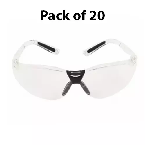3M V3 Series Safety Spectacles Clear Lens Polycarbonate Hardcoat (Scratch-Resistant) Free Size, 11852 (Pack of 20)