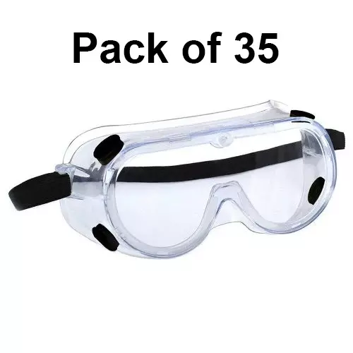 3M Safety Goggle with Wide Coverage Lens Splash Transparent Polycarbonate Universal Nylon for Laboratory & Agriculture Work Use, 1621 (Pack of 35 Pcs)