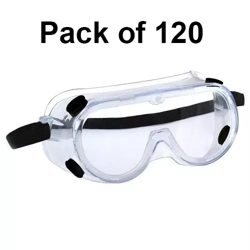 3M Safety Goggle with Wide Coverage Lens Splash Transparent Polycarbonate Universal Nylon for Laboratory & Agriculture Work Use, 1621 (Pack of 120 Pcs)