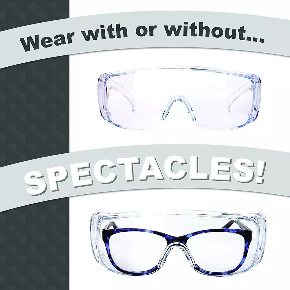 BISON LIFE Safety Glasses Diamont Vented Over, Clear Lens, Clear Temples, Anti-Scratch