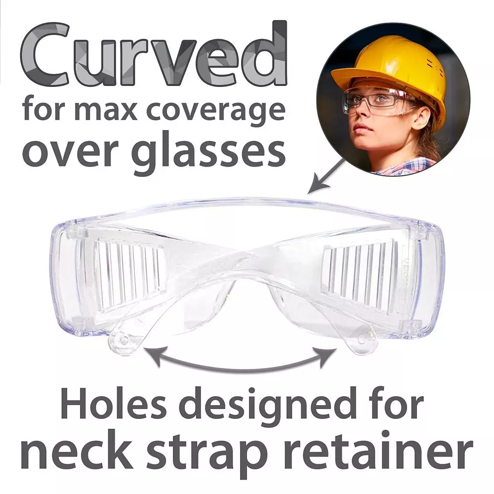BISON LIFE Safety Glasses Diamont Vented Over, Clear Lens, Clear Temples, Anti-Scratch