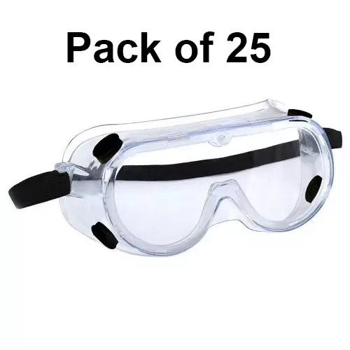 3M Safety Goggle with Wide Coverage Lens Splash Transparent Polycarbonate Universal Nylon for Laboratory & Agriculture Work Use, 1621 (Pack of 25 Pcs)