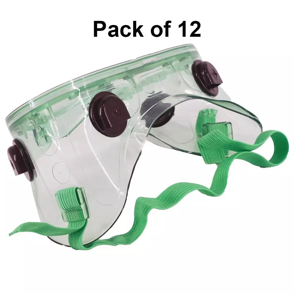 The Mask Lab Safety Goggle Chemical Splash Goggle Rim Less Green, EF-C16 (Pack of 12 Pcs)