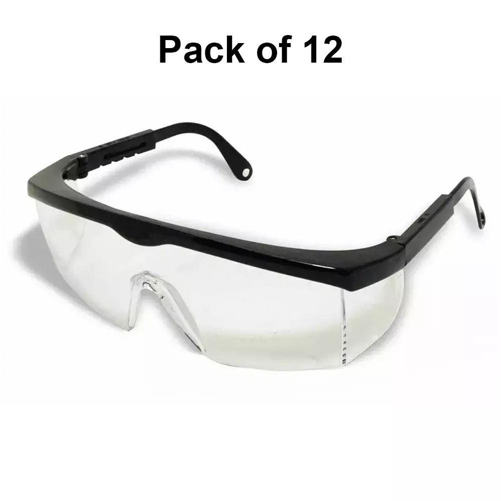 The Mask Lab Safety Goggle Punk Hardcoated Semi Rim Black, EF-01 (Pack of 12 Pcs)