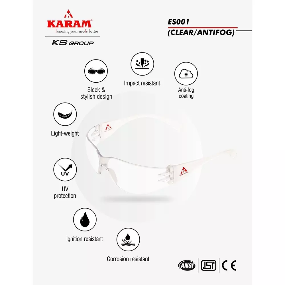 karam-construction-workers-choice-safety-spectacles-polycarbonate-lens-frameless-with-999-uv-protected-scratch-impact-resistant-es001clearantifog