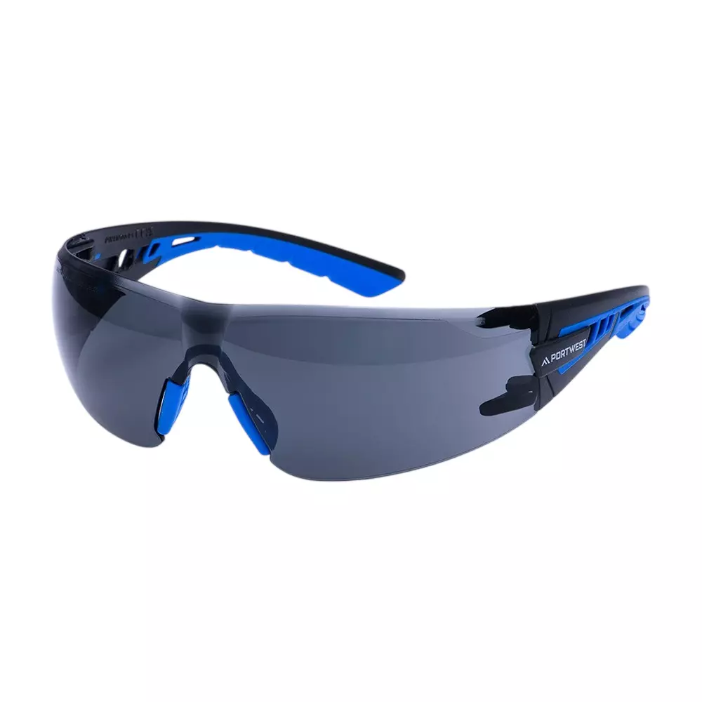 Portwest Safety Glasses Smoke Regular Fit Polycarbonate for Industrial Use, PS27SKR