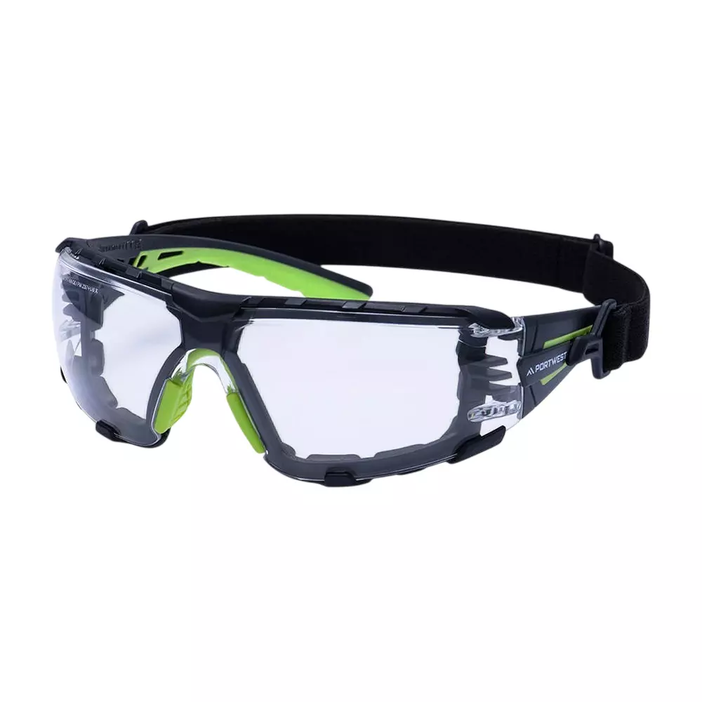 Portwest Safety Glasses Clear Regular Fit Polycarbonate for Industrial Use, PS28CLR