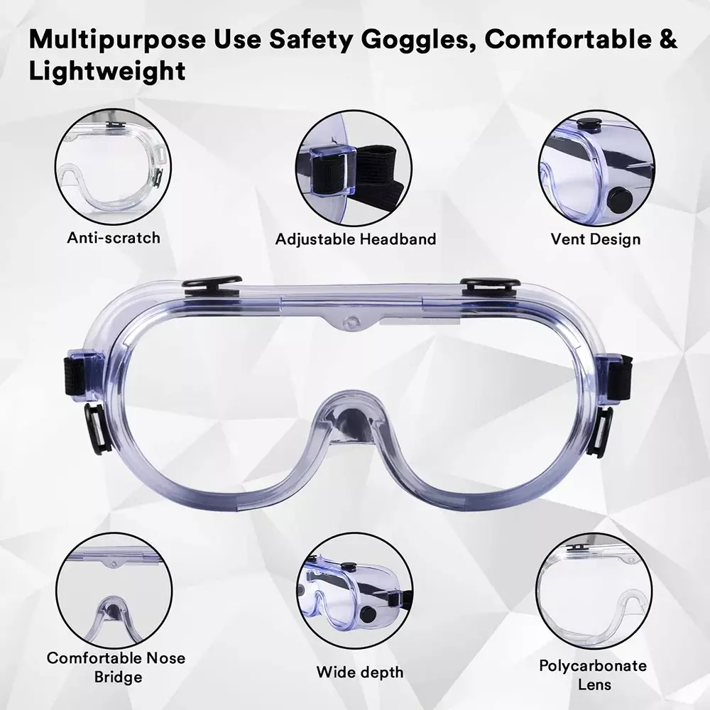 3M Safety Goggle with Wide Coverage Lens Splash Transparent Polycarbonate Universal Nylon for Laboratory & Agriculture Work Use, 1621 (Pack of 75 Pcs)