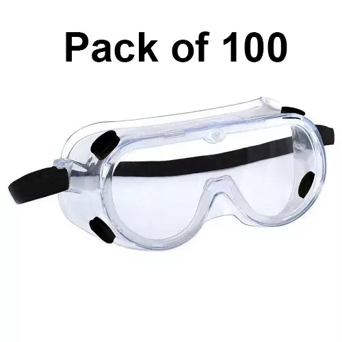 3M Safety Goggle with Wide Coverage Lens Splash Transparent Polycarbonate Universal Nylon for Laboratory & Agriculture Work Use, 1621 (Pack of 100 Pcs)
