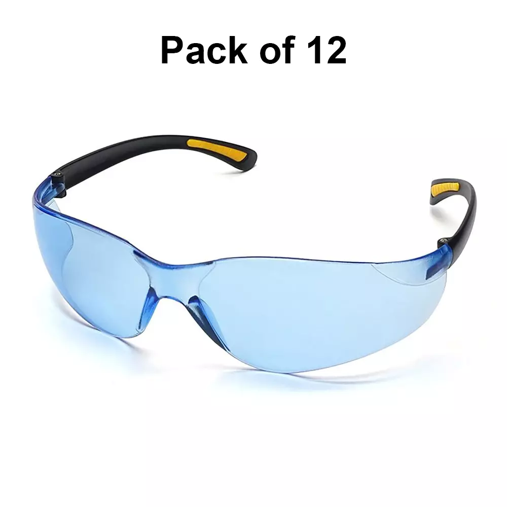 The Mask Lab Safety Goggle Soft Temple Antiscratch Rim Less Blue & Black, EF-66 (Pack of 12 Pcs)