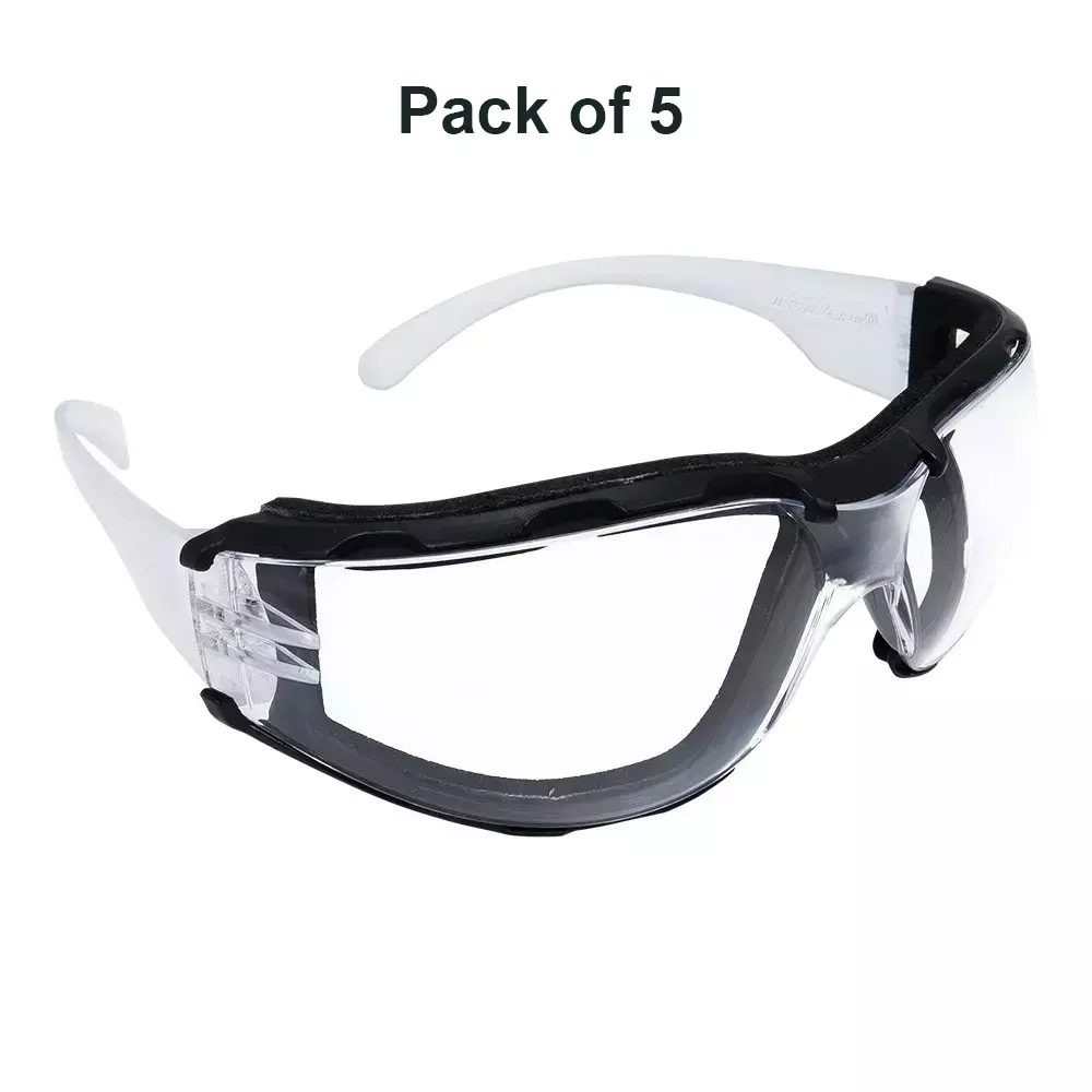 BISON LIFE Hicross Safety Goggle Anti-Scratch, Anti-Fog Polycarbonate Clear Lens with UV Protection (Pack of 5 Pcs)
