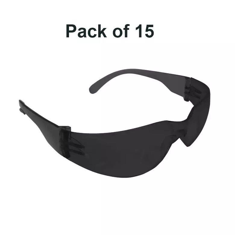 BISON LIFE Kristal Safety Goggle Anti-Scratch Polycarbonate Full Black Lens with UV Protection (Pack of 15 Pcs)