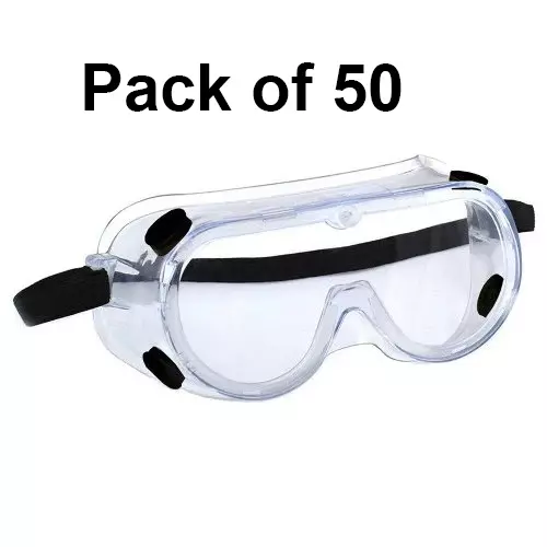 3M Safety Goggle with Wide Coverage Lens Splash Transparent Polycarbonate Universal Nylon for Laboratory & Agriculture Work Use, 1621 (Pack of 50 Pcs)