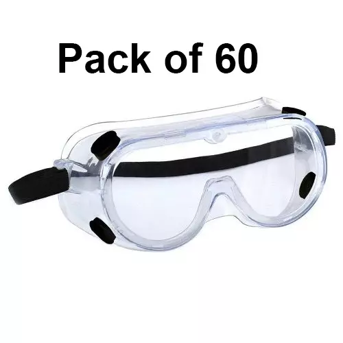 3M Safety Goggle with Wide Coverage Lens Splash Transparent Polycarbonate Universal Nylon for Laboratory & Agriculture Work Use, 1621 (Pack of 60 Pcs)