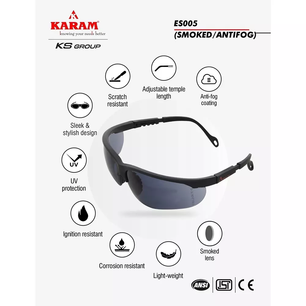 karam-executive-choice-safety-spectacles-polycarbonate-999-uv-protected-scratch-impact-resistant-lens-with-black-frame-es005smoantifog