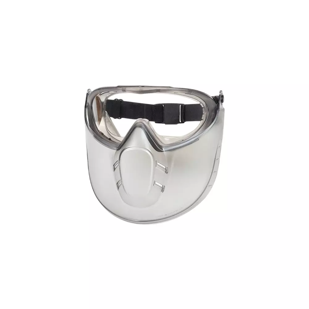 Frontier Eye Protection Safety Goggles Sporty Style Polycarbonate 99% UV Protection Lens with Adjustable Strap & Detachable Ventilated Face Shield, FT131(CLEAR/AF)